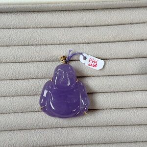 14k Purple Jade Buddha Pendant